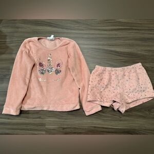 btween Pink Unicorn Kids Pajama Set size 10